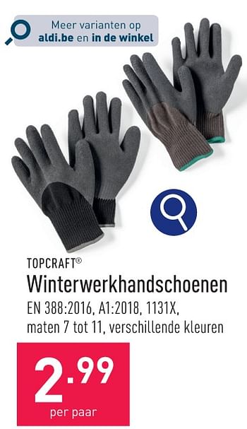 Promoties Winterwerkhandschoenen - Top Craft - Geldig van 29/01/2024 tot 03/02/2024 bij Aldi