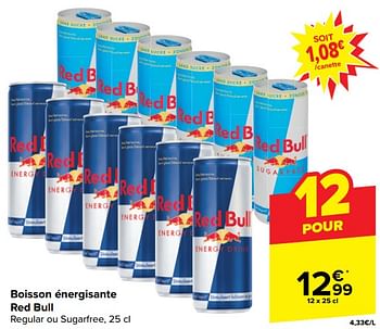 Promotions Boisson énergisante red bull - Red Bull - Valide de 24/01/2024 à 05/02/2024 chez Carrefour