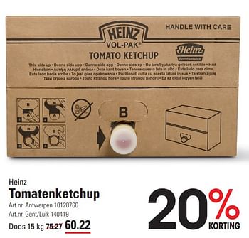 Promoties Heinz tomatenketchup - Heinz - Geldig van 25/01/2024 tot 19/02/2024 bij Sligro