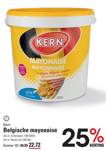 Promoties Kern belgische mayonaise - Kern - Geldig van 25/01/2024 tot 19/02/2024 bij Sligro