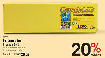 Promoties Levo frituurolie grenada gold - Levo - Geldig van 25/01/2024 tot 19/02/2024 bij Sligro