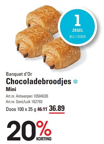 Promoties Banquet d’or chocoladebroodjes mini - Banquet D'or - Geldig van 25/01/2024 tot 19/02/2024 bij Sligro