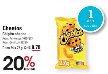 Promoties Cheetos chipito cheese - Cheetos  - Geldig van 25/01/2024 tot 19/02/2024 bij Sligro
