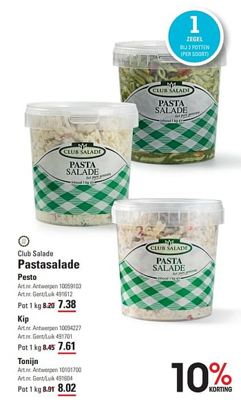 Promoties Club salade pastasalade - Club Salade - Geldig van 25/01/2024 tot 19/02/2024 bij Sligro