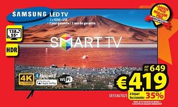 Promoties Samsung led tv ue55au7025 - Samsung - Geldig van 24/01/2024 tot 31/01/2024 bij ElectroStock