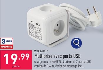 Promotions Multiprise avec ports usb - Workzone - Valide de 29/01/2024 à 03/02/2024 chez Aldi