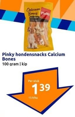 Promoties Pinky hondensnacks calcium bones - Pinky - Geldig van 24/01/2024 tot 30/01/2024 bij Action