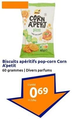 Promotions Biscuits apeéritifs pop-corn corn a’petit - Corn a`petit - Valide de 24/01/2024 à 30/01/2024 chez Action