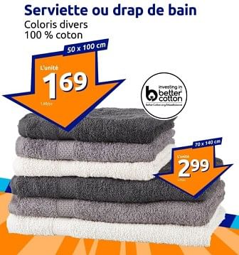 Promotions Serviette ou drap de bain - Produit Maison - Action - Valide de 24/01/2024 à 30/01/2024 chez Action