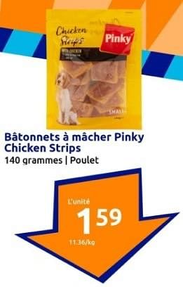 Promotions Batonnets à macher pinky chicken strips - Pinky - Valide de 24/01/2024 à 30/01/2024 chez Action