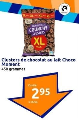 Promotions Clusters de chocolat au lait choco moment - Choco Moment - Valide de 24/01/2024 à 30/01/2024 chez Action