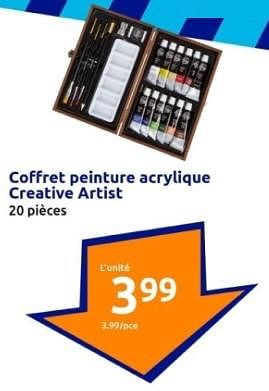 Promotions Coffret peinture acrylique creative artist - Creative Artist  - Valide de 24/01/2024 à 30/01/2024 chez Action