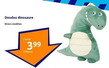 Promotions Doudou dinosaure - Produit Maison - Action - Valide de 24/01/2024 à 30/01/2024 chez Action