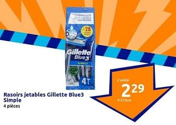 Promotions Rasoirs jetables gillette blue3 simple - Gillette - Valide de 24/01/2024 à 30/01/2024 chez Action