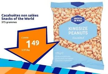 Promotions Cacahuètes non salées snacks of the world - Snacks of the World - Valide de 24/01/2024 à 30/01/2024 chez Action