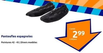 Promotions Pantoufles espagnoles - Produit Maison - Action - Valide de 24/01/2024 à 30/01/2024 chez Action