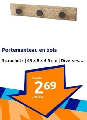 Promotions Portemanteau en bois - Produit Maison - Action - Valide de 24/01/2024 à 30/01/2024 chez Action