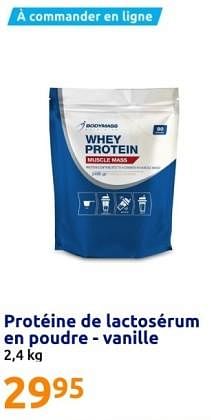 Promotions Protéine de lactosérum en poudre - vanille - Bodymass - Valide de 24/01/2024 à 30/01/2024 chez Action