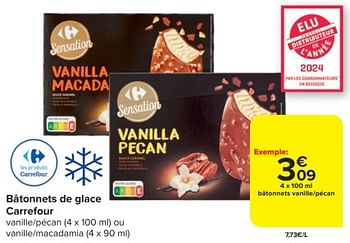 Promotions Bâtonnets de glace vanille-pécan - Produit maison - Carrefour  - Valide de 17/01/2024 à 29/01/2024 chez Carrefour