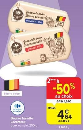 Promotions Beurre baratté carrefour - Produit maison - Carrefour  - Valide de 17/01/2024 à 29/01/2024 chez Carrefour