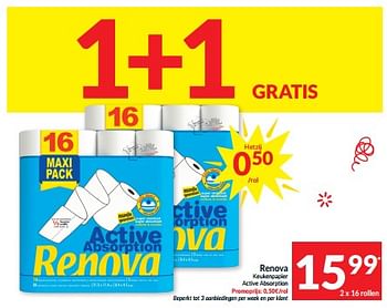 Promoties Renova keukenpapier active absorption - Renova - Geldig van 30/01/2024 tot 04/02/2024 bij Intermarche