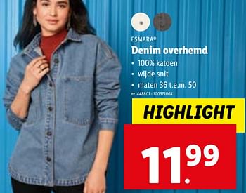 Promoties Denim overhemd - Esmara - Geldig van 31/01/2024 tot 06/02/2024 bij Lidl