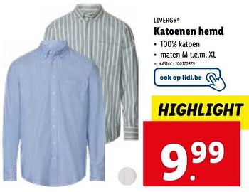 Promoties Katoenen hemd - Livergy - Geldig van 31/01/2024 tot 06/02/2024 bij Lidl
