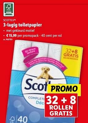 Promoties 3-lagig toiletpapier - Scottex - Geldig van 31/01/2024 tot 06/02/2024 bij Lidl