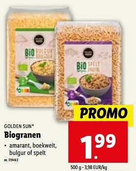 Promoties Biogranen - Golden Sun - Geldig van 31/01/2024 tot 06/02/2024 bij Lidl