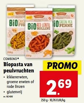 Promoties Biopasta van peulvruchten - Combino - Geldig van 31/01/2024 tot 06/02/2024 bij Lidl
