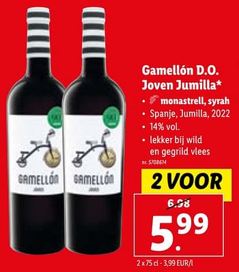 Promoties Gamellón d.o. joven jumilla - Rode wijnen - Geldig van 31/01/2024 tot 06/02/2024 bij Lidl