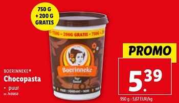 Promoties Chocopasta - 't Boerinneke - Geldig van 31/01/2024 tot 06/02/2024 bij Lidl