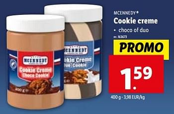 Promoties Cookie creme - Mcennedy - Geldig van 31/01/2024 tot 06/02/2024 bij Lidl