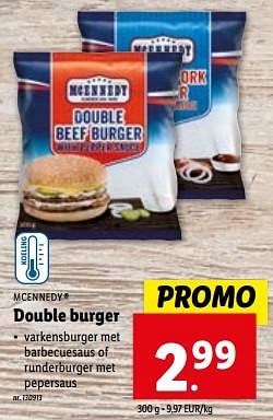 Promoties Double burger - Mcennedy - Geldig van 31/01/2024 tot 06/02/2024 bij Lidl