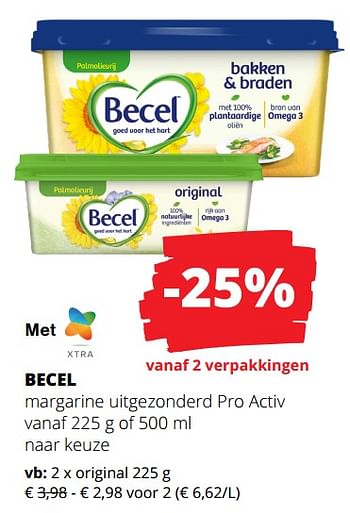 Promoties Becel margarine original - Becel - Geldig van 01/02/2024 tot 14/02/2024 bij Spar (Colruytgroup)