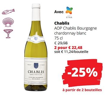 Promotions Chablis aop chablis bourgogne chardonnay blanc - Vins blancs - Valide de 01/02/2024 à 14/02/2024 chez Spar (Colruytgroup)