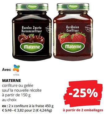 Promotions Confiture à la fraise - Materne - Valide de 01/02/2024 à 14/02/2024 chez Spar (Colruytgroup)