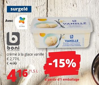 Promotions Crème à la glace vanille - Boni - Valide de 01/02/2024 à 14/02/2024 chez Spar (Colruytgroup)