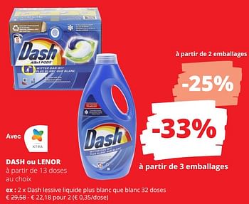 Promotions Dash lessive liquide plus blanc que blanc - Dash - Valide de 01/02/2024 à 14/02/2024 chez Spar (Colruytgroup)
