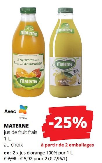 Promotions Jus d’orange 100% pur - Materne - Valide de 01/02/2024 à 14/02/2024 chez Spar (Colruytgroup)