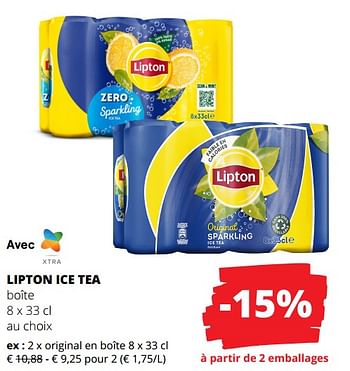 Promotions Lipton ice tea original en boîte - Lipton - Valide de 01/02/2024 à 14/02/2024 chez Spar (Colruytgroup)