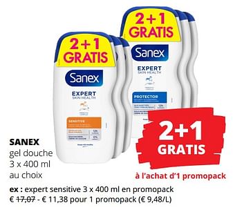 Promotions Sanex gel douche expert sensitive - Sanex - Valide de 01/02/2024 à 14/02/2024 chez Spar (Colruytgroup)