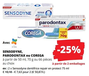 Promotions Sensodyne dentifrice repair en protect - Sensodyne - Valide de 01/02/2024 à 14/02/2024 chez Spar (Colruytgroup)