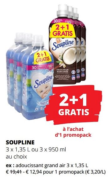 Promotions Soupline adoucissant grand air - Soupline - Valide de 01/02/2024 à 14/02/2024 chez Spar (Colruytgroup)