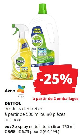 Promotions Spray nettoie-tout citron - Dettol - Valide de 01/02/2024 à 14/02/2024 chez Spar (Colruytgroup)