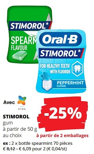 Promotions Stimorol gum bottle spearmint - Stimorol - Valide de 01/02/2024 à 14/02/2024 chez Spar (Colruytgroup)