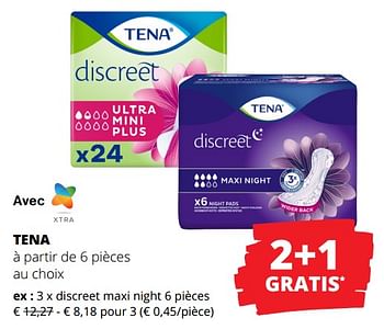 Promotions Tena discreet maxi night - Tena - Valide de 01/02/2024 à 14/02/2024 chez Spar (Colruytgroup)