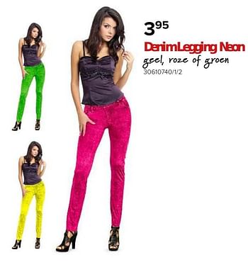 Promoties Denim legging neon - Huismerk - Euroshop - Geldig van 26/01/2024 tot 18/02/2024 bij Euro Shop