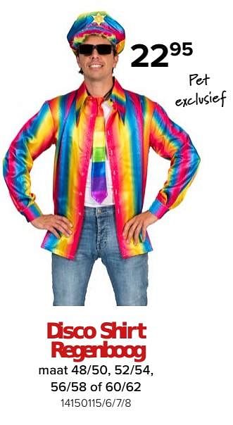 Promoties Disco shirt regenboog - Huismerk - Euroshop - Geldig van 26/01/2024 tot 18/02/2024 bij Euro Shop