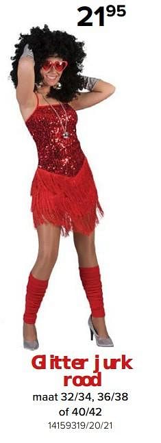 Promoties Glitter jurk rood - Huismerk - Euroshop - Geldig van 26/01/2024 tot 18/02/2024 bij Euro Shop